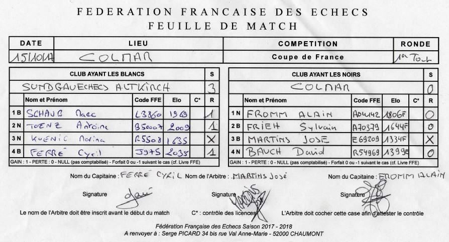 C'était le 15 octobre, à Colmar, premier tour de la Coupe de France