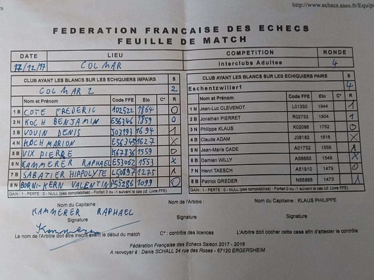 Dimanche 17 décembre - Interclubs