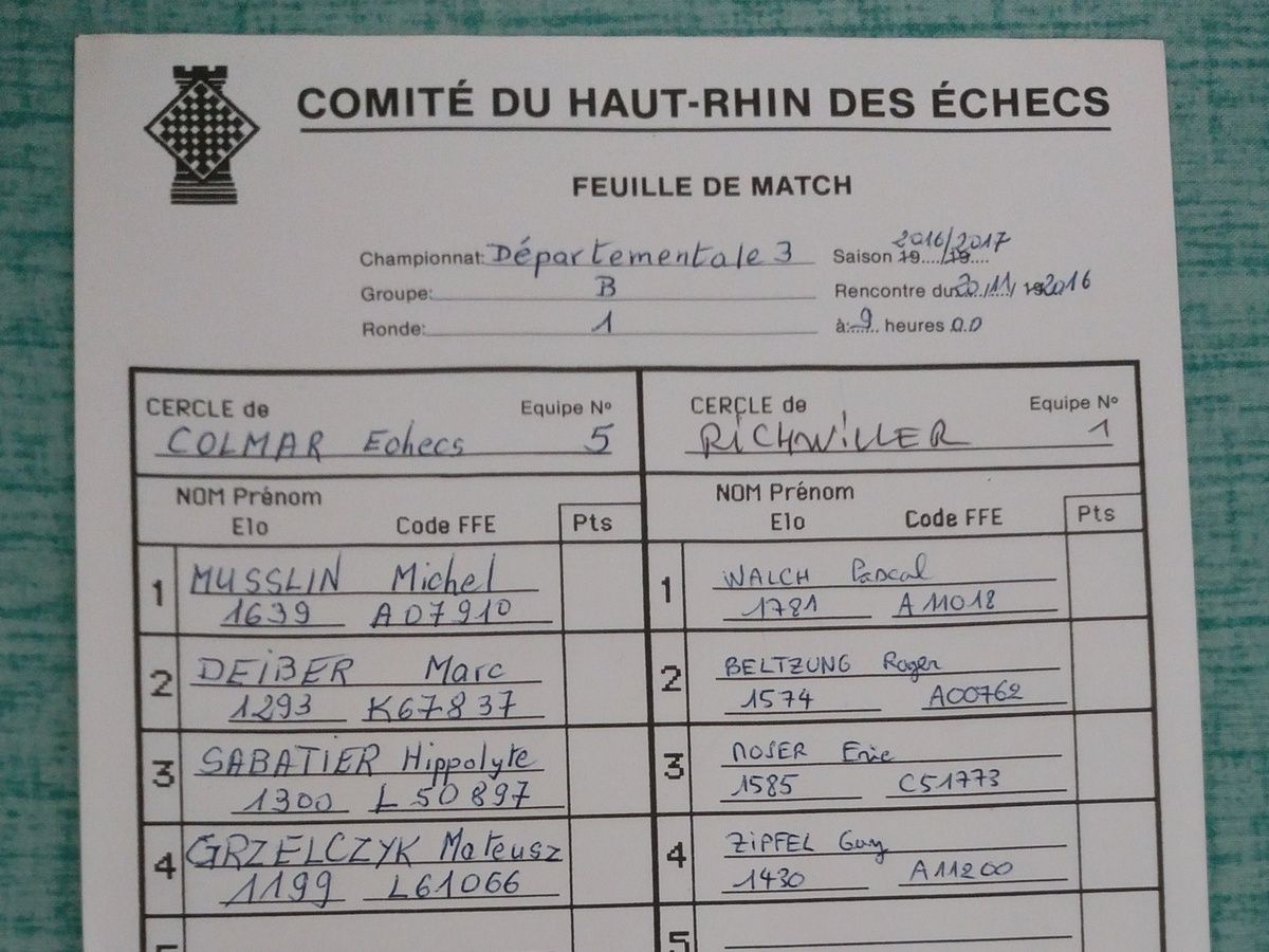 Dimanche 20 novembre - Interclubs