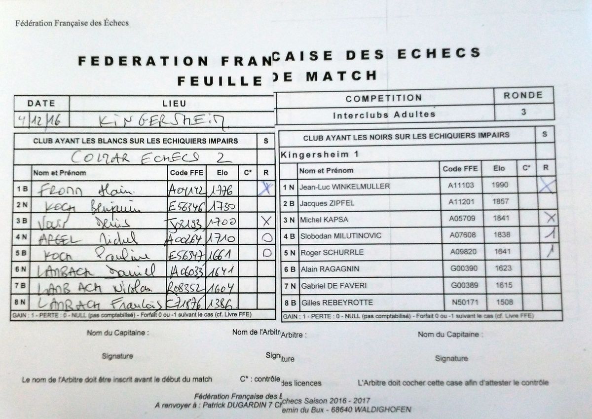 Dimanche 4 décembre - Interclubs