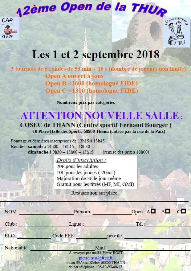 Le calendrier des tournois individuels