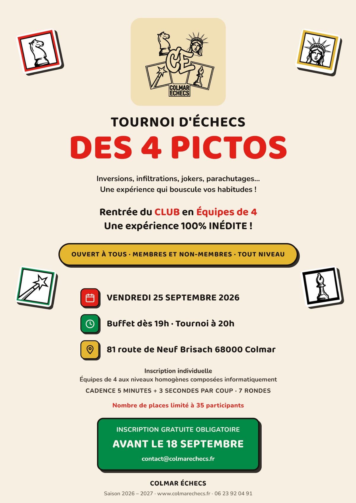 Affiche du tournoi des 4 Pictos, vendredi 25 septembre 2026